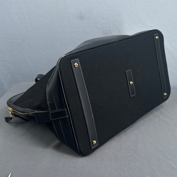 VTG Dooney & Bourke USA Black Leather Canvas Weekender Overnight Duffle No Strap - Picture 9 of 16